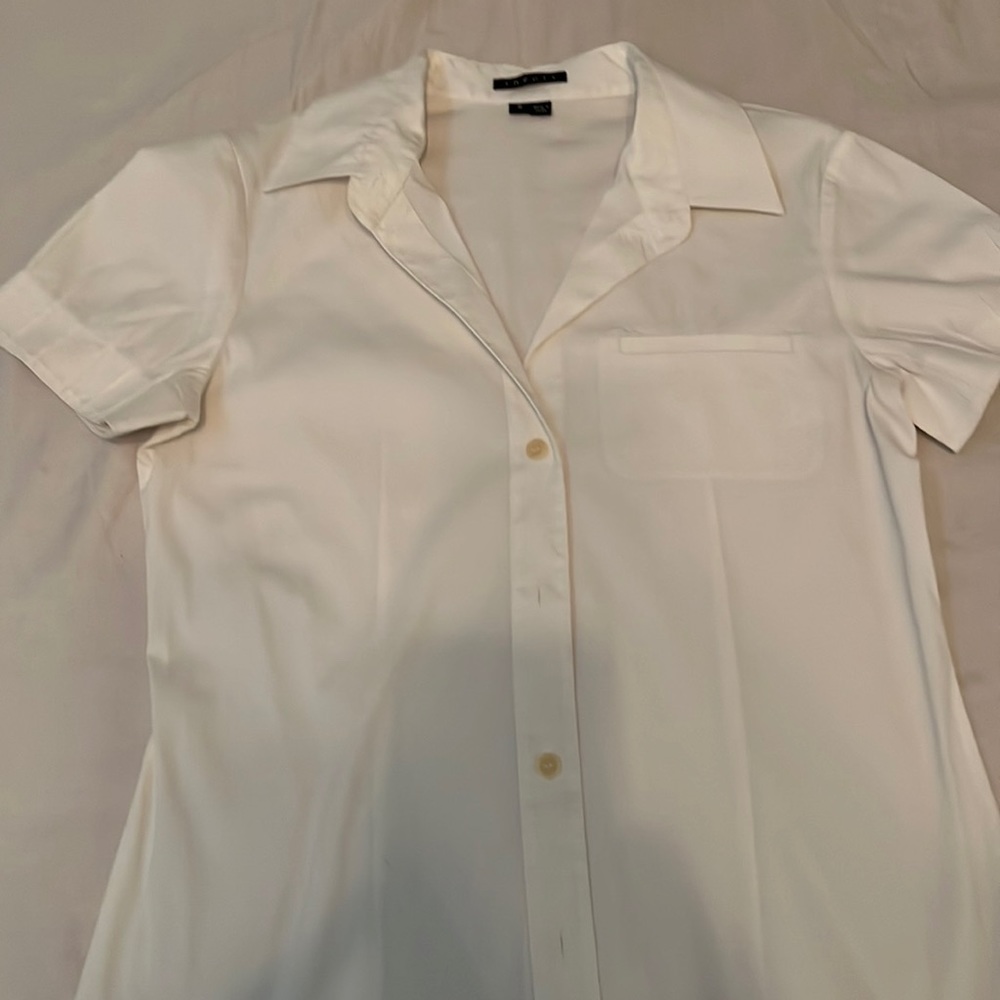 Theory! Solid White Button Down, Flawless - image 1